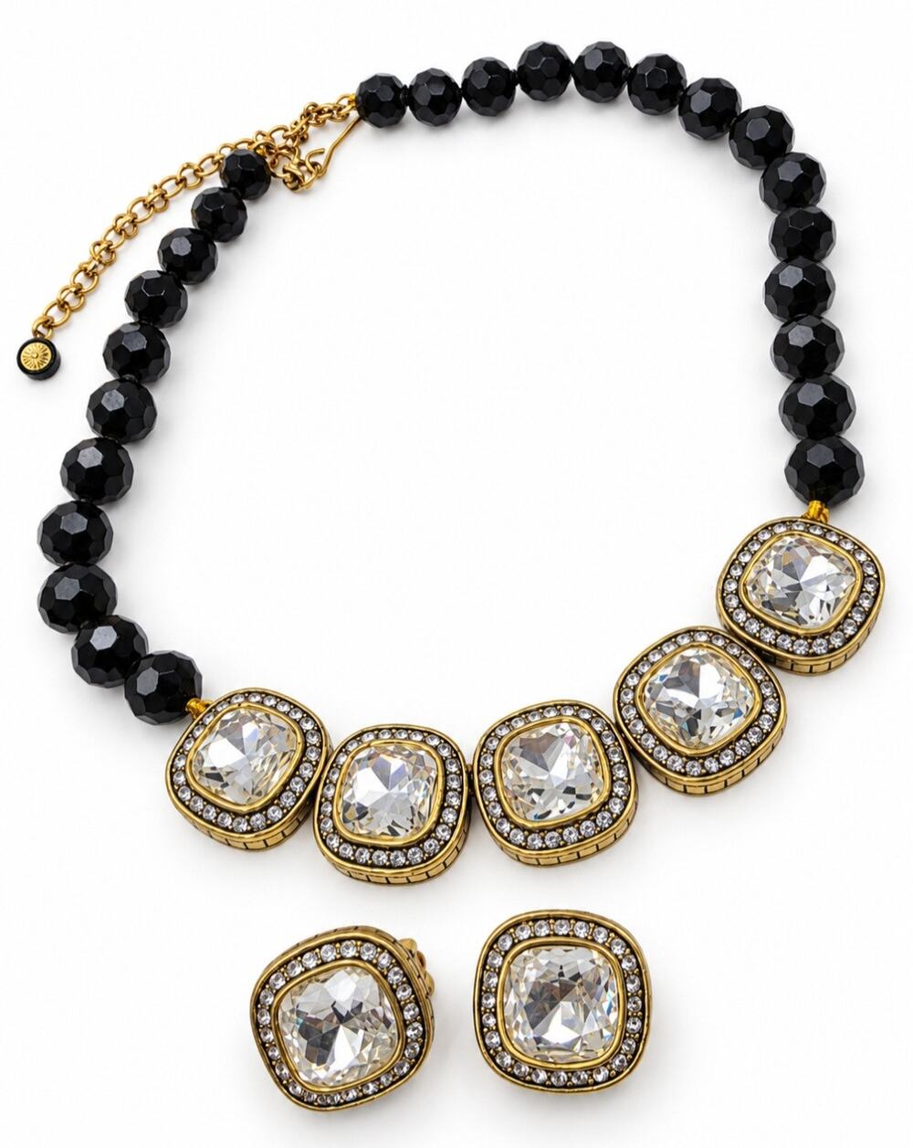 Heidi Daus "Captivating Cushion" Necklace and Clip On Earrings Set